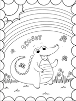 Crosby the crocodile coloring page