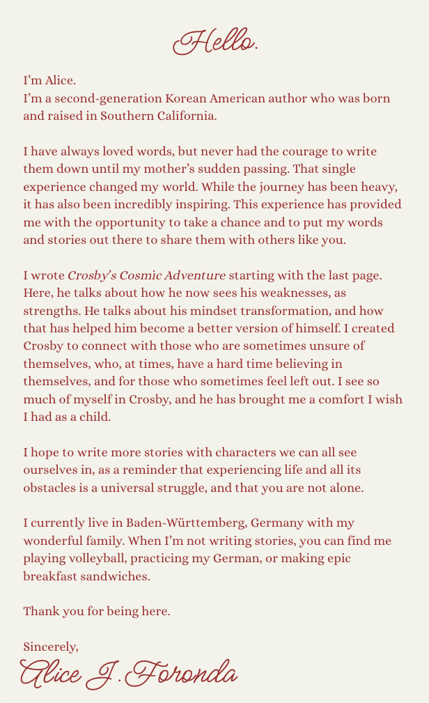 A hello letter from Alice